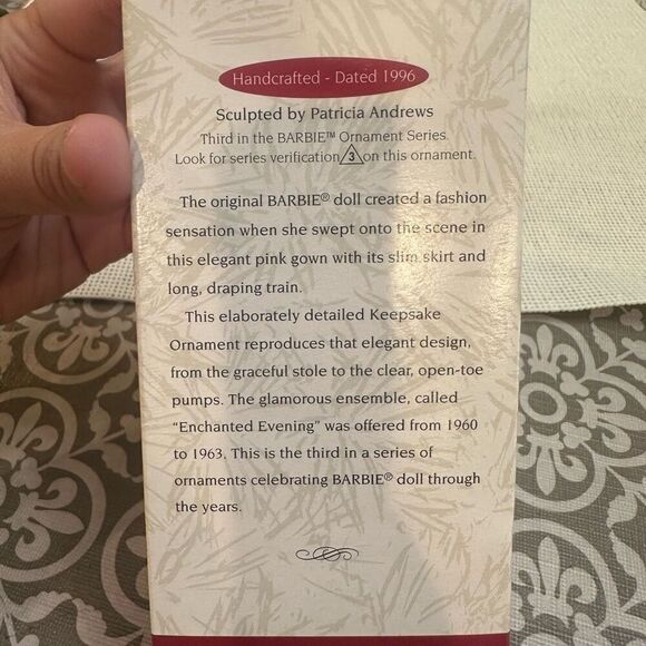 Hallmark Keepsake Ornament Barbie Enchanted Evening‎ Collectors 1996 Vintage - Picture 10 of 11